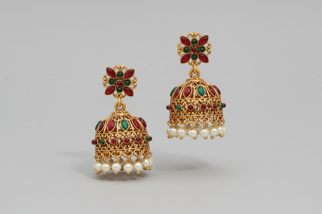 Traditional Gold Plated Kammal Earrings for Festive Wear